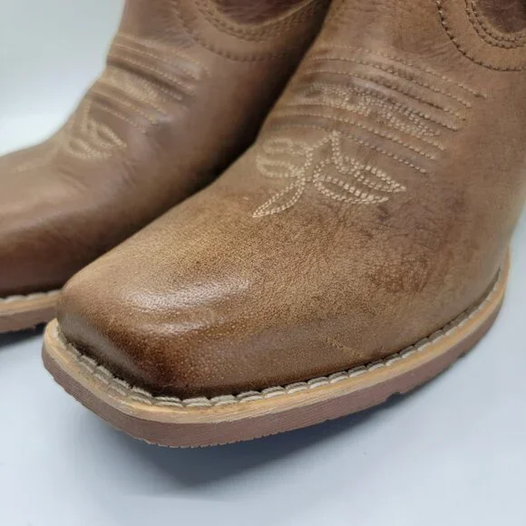 Justin Gypsy Chellie Western Booties Women 7.5B Tan Leather Square Ankle GY9510 - Picture 2 of 16